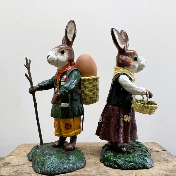 Beautiful pair of rabbits/ hares - Easter decoration