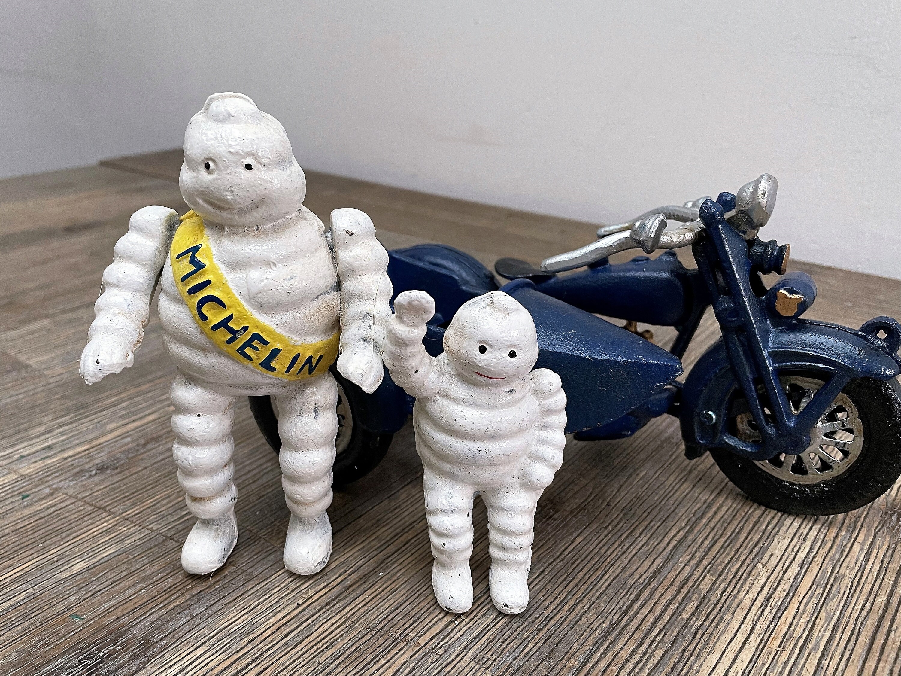 Michelin Man Riding Motorbike With Sidecar - Michelin Mascot
