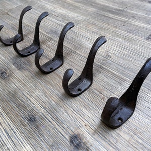 5x Cast iron coat hook Rustic Flat 5 pieces image 2