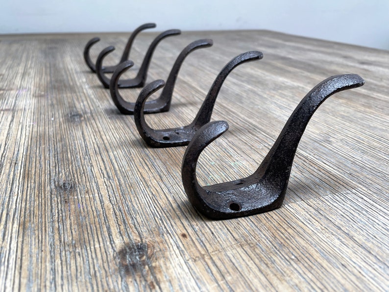 5x Cast iron coat hook Rustic Flat 5 pieces image 7