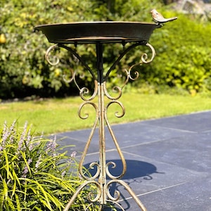 Prachtig groot smeedijzeren vogel bad - Hoogte: 74 cm/ 28.9 inch - Ø 42 cm/ 16.4 inch