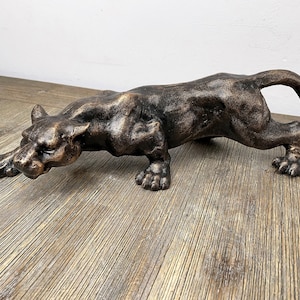 Hunting panther - Cast iron - Leopard - Bronze patina
