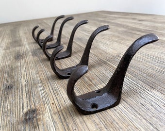 5x Cast iron coat hook - Rustic - Flat - 5 pieces