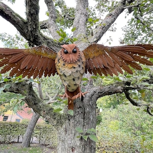 Beautiful iron owl - Wall-mounted eagle owl - Span 96 cm/ 37.8 inches
