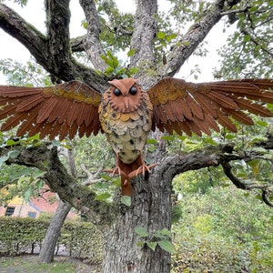 Beautiful iron owl - Wall-mounted eagle owl - Span 96 cm/ 37.8 inches