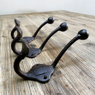 HIZEFSOO 4 Ganci Girevoli Rustici In Lega Di Zinco, Doppi Ganci Da Parete Vintage Per Accappatoio, Bagno, Cucina E Camper