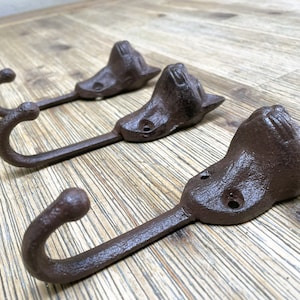 3 Cast iron coat hooks - Solid hooks - Cat&#39;s head