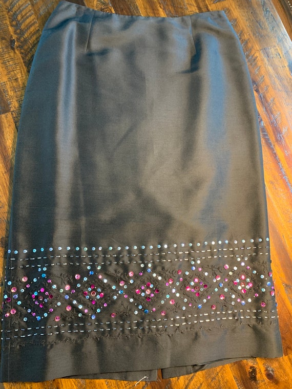 Silk Sequined Black Skirt, Ann Taylor, Mint, Never