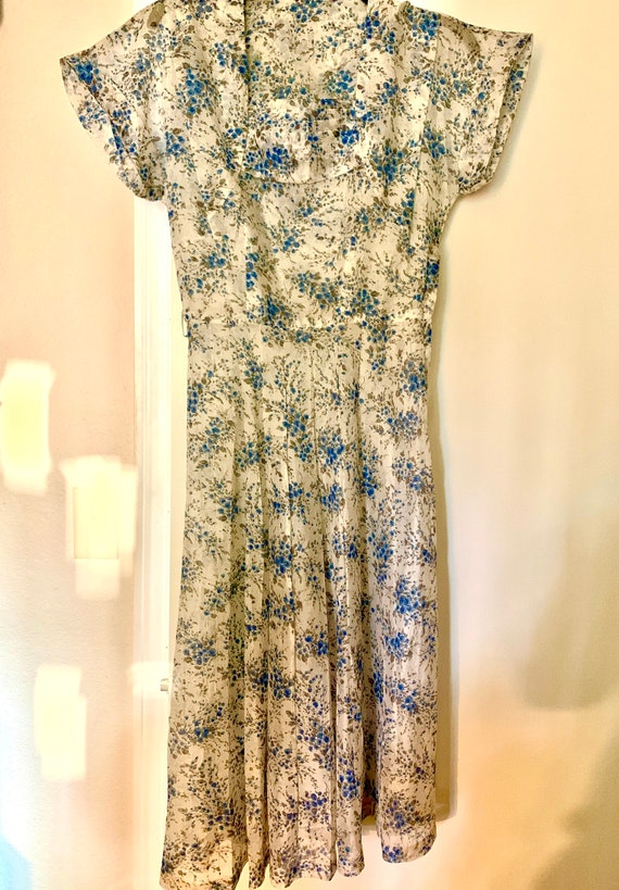 Vintage Summer Dress, Blue Flowers Summer Dress, 1