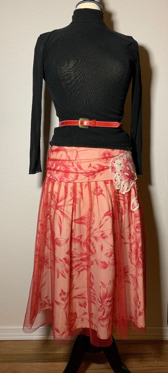 Vintage Tulle Flower Skirt with Applique