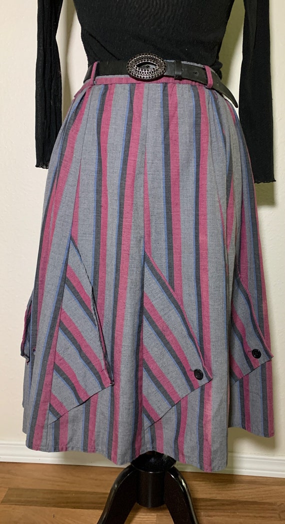 Full Circle 'Scarf' Skirt, Striped Vintage Skirt - image 2