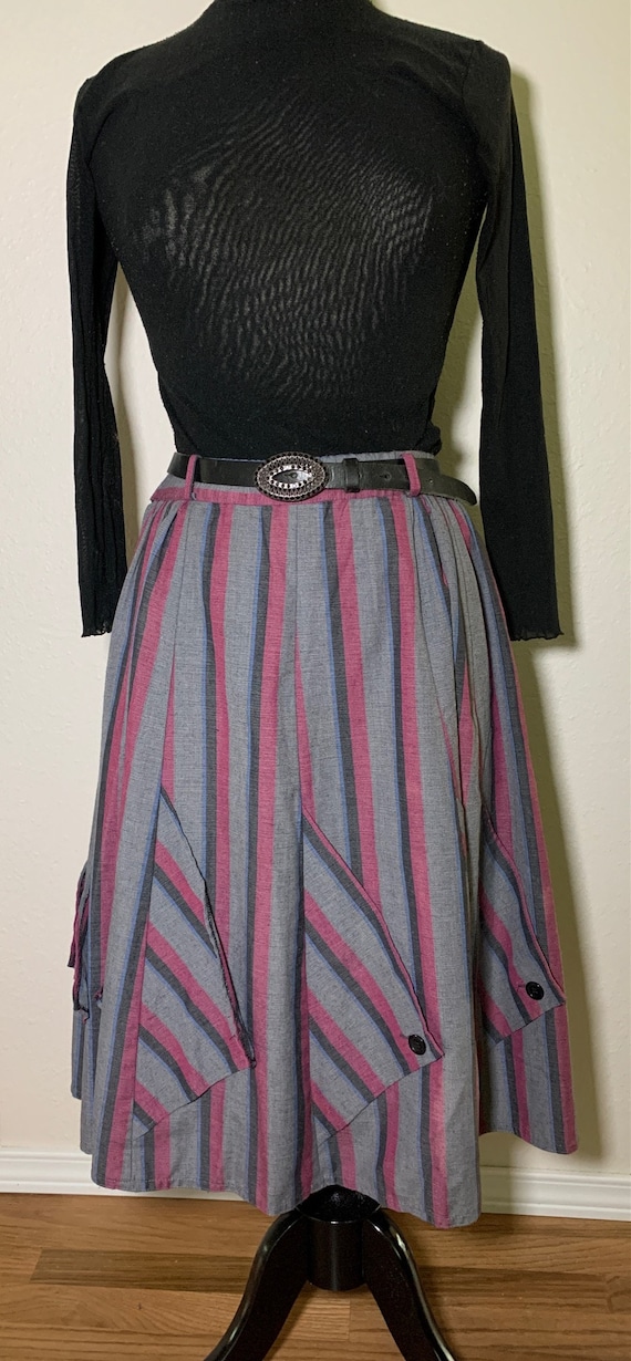 Full Circle 'Scarf' Skirt, Striped Vintage Skirt - image 1