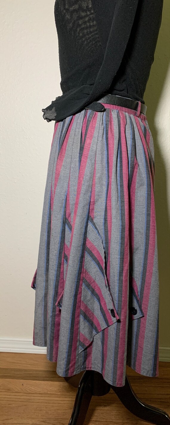 Full Circle 'Scarf' Skirt, Striped Vintage Skirt - image 4