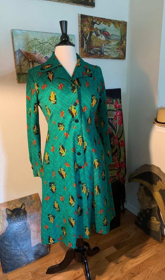 Vintage Novelty Print Dress, Shirtdress, - image 1