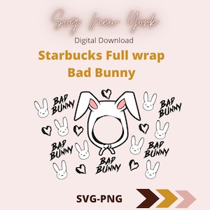 Bad bunny Starbucks template, svg, png, digital file svg Starbucks template, venti cup template bad bunny, png bad bunny template, Cricut.