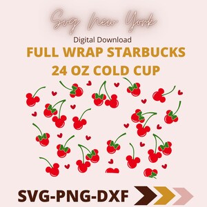 SVG Full wrap cherry ears Starbucks cold cup, Cherrys  full wrap, Cherrys svg, Cricut - silhouette - vector cut file - full wrap Starbucks