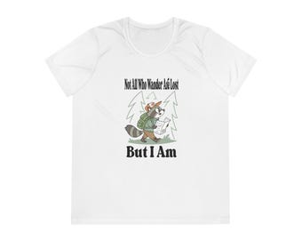 Funny Hiking Raccoon Ladies Tee, Wanderlust Explorer Shirt, Adventure Racerback Tank Top, Camping Outdoors Women's Apparel, Nature Lover
