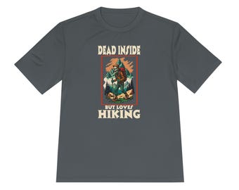 Dead Inside but Love Hiking T-Shirt | Retro Camping Skeleton Graphic