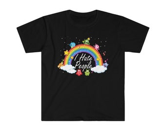 I Hate People Rainbow Monster Unisex T-Shirt, Funny Sarcastic Introvert Tee, Dark Humor Gift