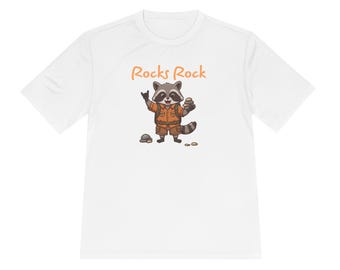 Raccoon Hiker Illustration Tee | Rocks Rock T-Shirt