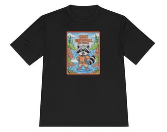 Raccoon Waterfall Hiker Tee | Cute Outdoorsy Animal Camping Shirt