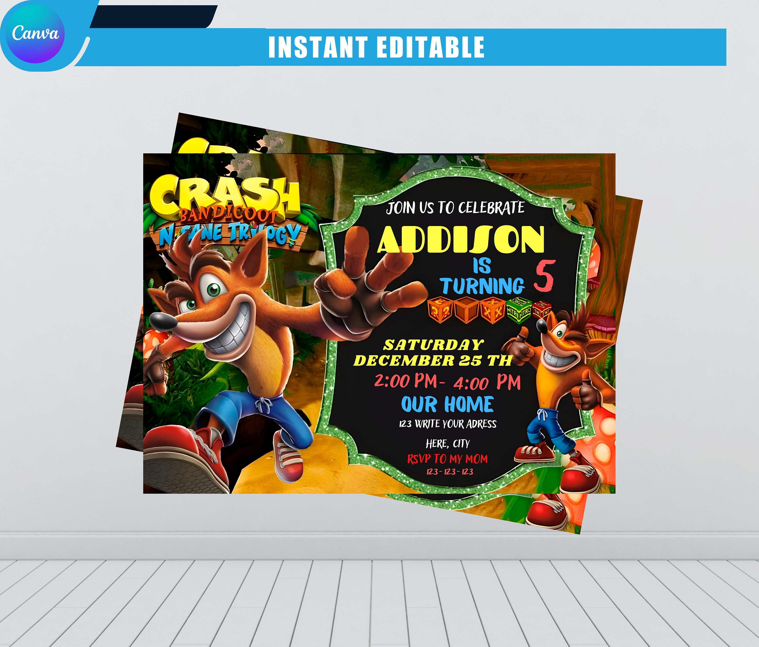 Crash Birthday Invitation Etsy