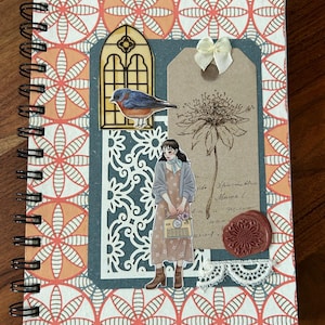 Decorated Lined Notebook/Journal -peach
