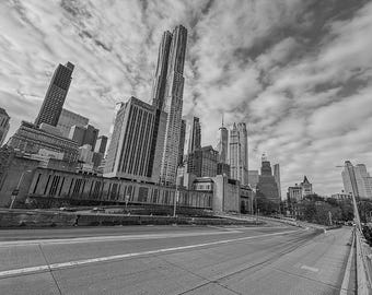 Manhattan Skyline Black and White Print, NYC Cityscape Photography, Urban New York Photo