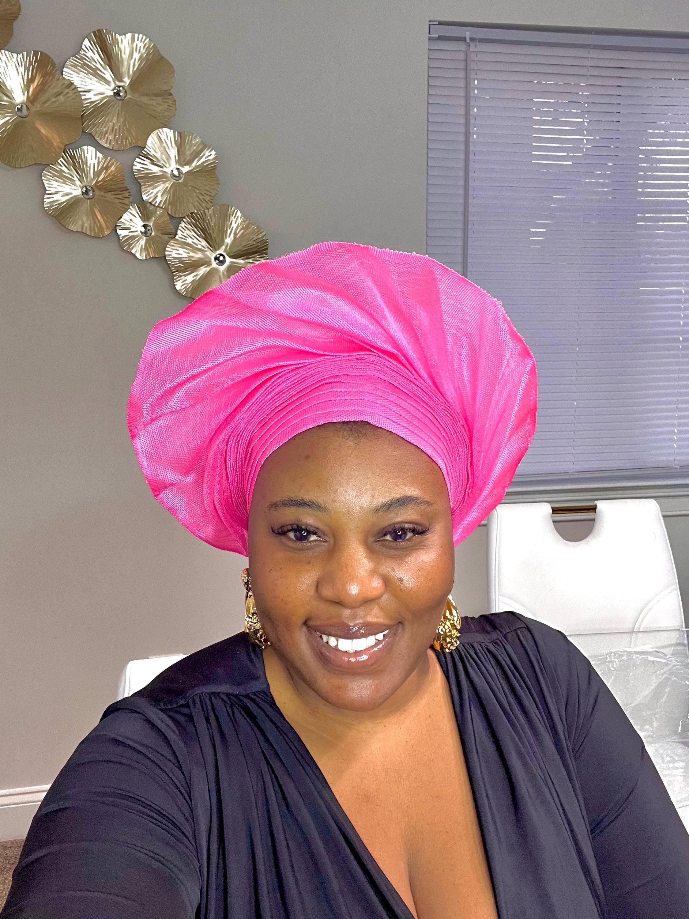 Pre-made Pink Aso Oke Headtie / Auto Gele - Etsy display picture 2