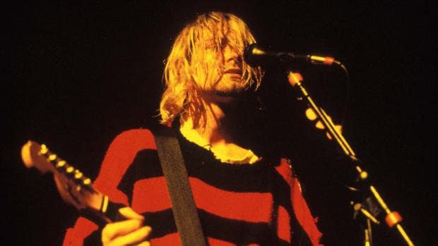 Kurt cobain red and black striped sweater sale
