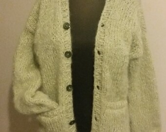 Kurt Cobain MTV Mohair Grunge Green Cardigan , Hand Knit Kurt Cobain MTV Mohair Grunge Green Cardigan , Hand Knit