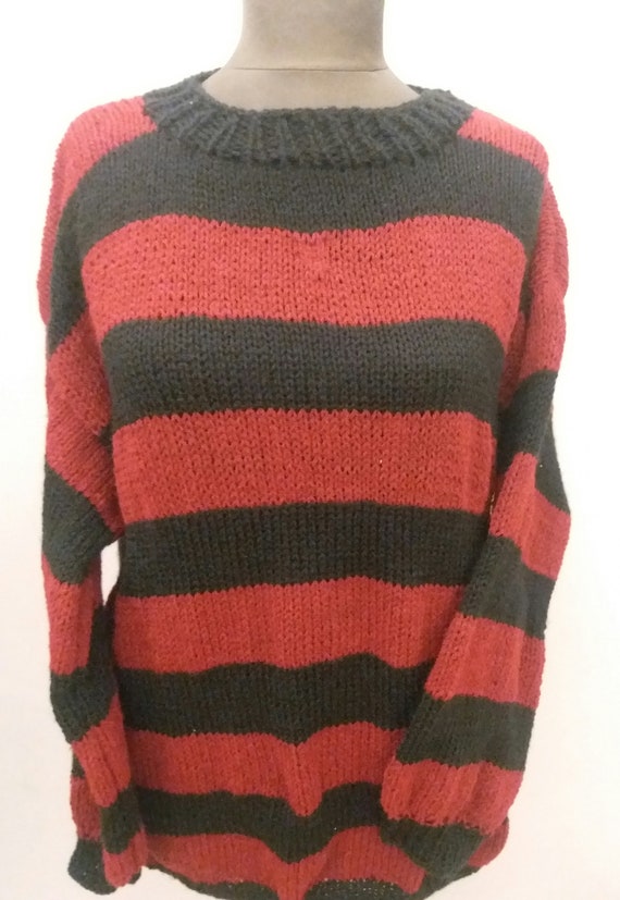 Kurt Cobain Red and Black Striped Jumper Oversize Sweater - Etsy