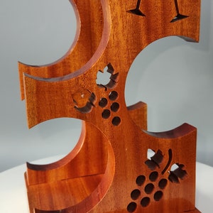Mahogany 3 bottle wine stand