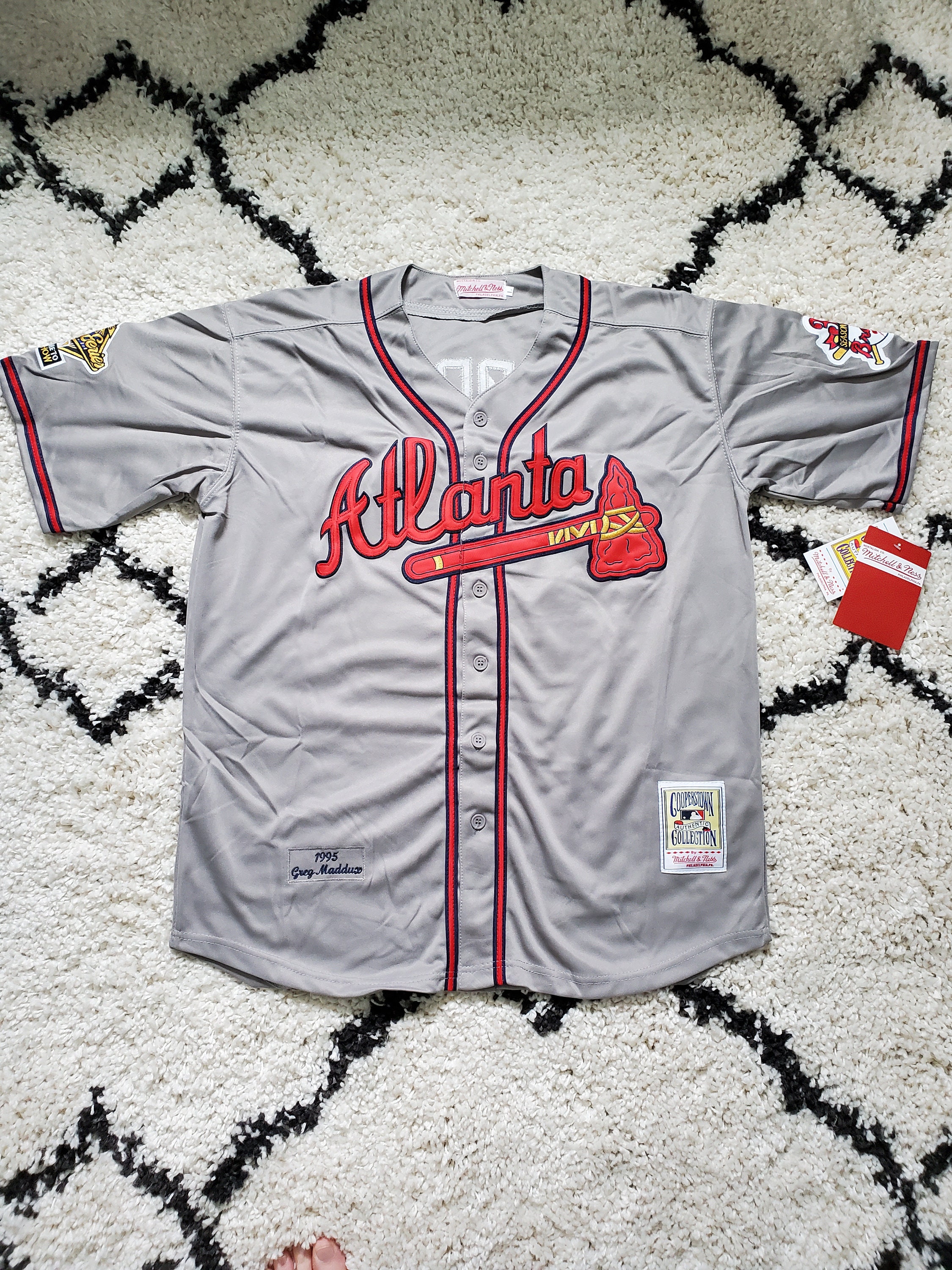OZZIE ALBIES  Atlanta Braves 1970's Home Majestic Throwback Baseball Jersey