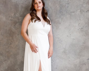 Ivory satin Plus Size Basic Dress