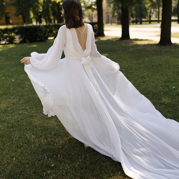 Flowy Wedding Dress - Etsy