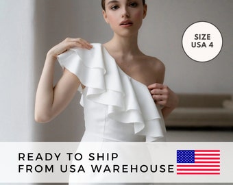 Ready To Ship! Size USA 4, Ivory Mid-Calf Wedding Dress Zara from crepe