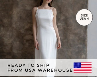 Ready To Ship! Size USA 4, Ivory Evening gown Zoe, Satin Simple Wedding Dress