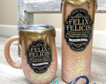 Felix Felicis 'Liquid Luck' Potion Tumbler, Wizard Tumbler, HP Tumbler, Customizable Wizard Mug, Glitter Cup