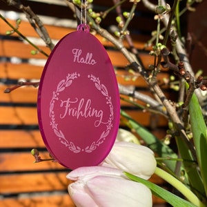 Easter tags, Easter decorations, Easter eggs, gift tags for Easter, spring decorations - set (5 pieces) fuchsia, acrylic glass