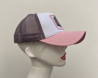Unisex Cap, Vintage Paint Drip Baseballmütze, Stickerei, Pinke Baseballmütze