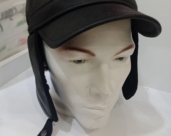 Lederhut Handgenähter Herren Lederhut, Leder Schiebermütze aus Vollnarbenleder, Vintage Lederhut