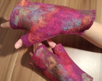 Filzwolle Handschuhe, Armstulpen, Armstulpen, fingerlose Handschuhe, Damen Handschuhe
