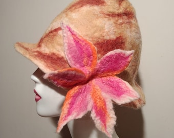 Filzhut, Cloche Hut, Nass Gefilzter Hut, Filzhut Cloche, Wollhut, Frau Cloche Hut, Vintage Filzhut, Handgemachter Filzhut