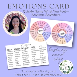 Feelings Wheel Card: Trauma Response, Emotion Identification (Digital Download