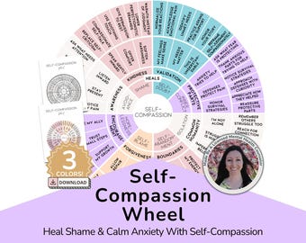 Self-Compassion Worksheet | Self-Compassion Wheel, Self-Care Therapy Printable, Trauma Healing Poster, Emotional Regulation Tool