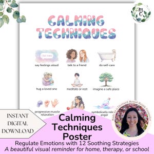 Calming Techniques Poster for Kids, 12 Emotional Regulation Coping Skills, Calming Corner Feelings Chart, Playroom & Classroom Decor DIGITAL