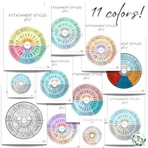 11 color variations of the attachment styles wheel