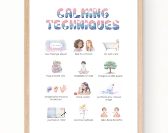 Kids Calming Techniques Poster: Emotional Regulation Coping Skills (Digital Download