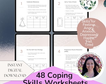 Coping Skills Worksheets for Teens & Adults | Self Regulation, Emotional Coping Tools, Stress Relief Handouts 48 PRINTABLE